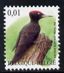 Belgium 2002-09 Birds #5 Black Woodpecker 0.01 Euro unmounted mint