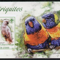 St Thomas & Prince Islands 2013 Parrots #3 with Scout Logo imperf m/sheet unmounted mint. Note this item is privately produced and is offered purely on its thematic appeal