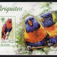 St Thomas & Prince Islands 2013 Parrots #4 with Scout Logo imperf m/sheet unmounted mint. Note this item is privately produced and is offered purely on its thematic appeal