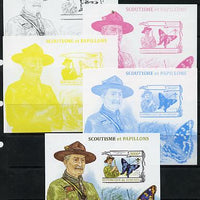 Burundi 2013 Scouting & Butterflies #1 - the set of 5 imperf progressive proofs comprising the 4 individual colours plus all 4-colour composite, unmounted mint