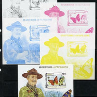 Burundi 2013 Scouting & Butterflies #2 - the set of 5 imperf progressive proofs comprising the 4 individual colours plus all 4-colour composite, unmounted mint