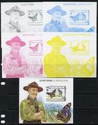 Burundi 2013 Scouting & Butterflies #4 - the set of 5 imperf progressive proofs comprising the 4 individual colours plus all 4-colour composite, unmounted mint