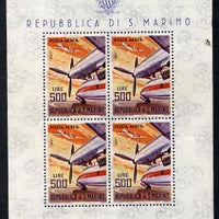 San Marino 1963-65 Rolls Royce Dart 500L special sheetlet of 4 values unmounted mint SG 741
