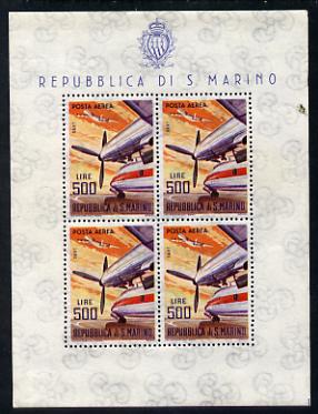 San Marino 1963-65 Rolls Royce Dart 500L special sheetlet of 4 values unmounted mint SG 741