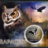 Madagascar 2014 Birds of Prey imperf m/sheet containing one circular value unmounted mint