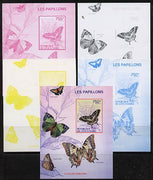 Ivory Coast 2014 Butterflies #4 m/sheet - the set of 5 imperf progressive proofs comprising the 4 individual colours plus all 4-colour composite, unmounted mint