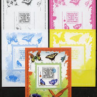 Guinea - Conakry 2013 Butterflies #4 m/sheet - the set of 5 imperf progressive proofs comprising the 4 individual colours plus all 4-colour composite, unmounted mint