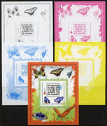Guinea - Conakry 2013 Butterflies #4 m/sheet - the set of 5 imperf progressive proofs comprising the 4 individual colours plus all 4-colour composite, unmounted mint