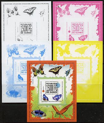 Guinea - Conakry 2013 Butterflies #4 m/sheet - the set of 5 imperf progressive proofs comprising the 4 individual colours plus all 4-colour composite, unmounted mint
