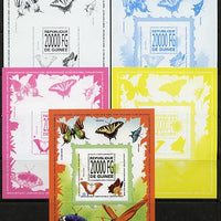 Guinea - Conakry 2013 Butterflies #6 m/sheet - the set of 5 imperf progressive proofs comprising the 4 individual colours plus all 4-colour composite, unmounted mint