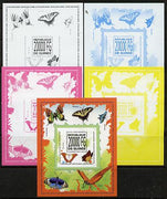 Guinea - Conakry 2013 Butterflies #6 m/sheet - the set of 5 imperf progressive proofs comprising the 4 individual colours plus all 4-colour composite, unmounted mint