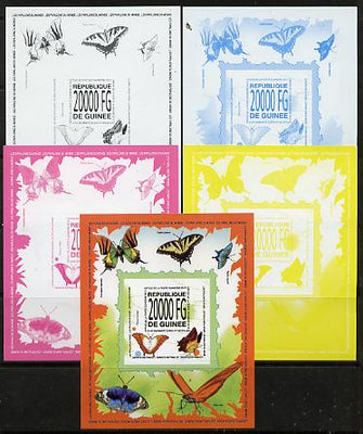 Guinea - Conakry 2013 Butterflies #6 m/sheet - the set of 5 imperf progressive proofs comprising the 4 individual colours plus all 4-colour composite, unmounted mint