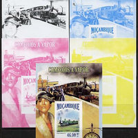 Mozambique 2013 Steam Trains #08 m/sheet - the set of 5 imperf progressive proofs comprising the 4 individual colours plus all 4-colour composite, unmounted mint