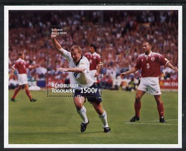 Togo 1998 (?) Football perf m/sheet (Shearer) unmounted mint. Note this item is privately produced and is offered purely on its thematic appeal