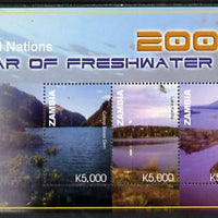 Zambia 2005 International Year of Freshwater perf sheetlet containing 3 values unmounted mint SG MS 922a