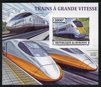Burundi 2013 High Speed Trains - Hitachi Super Express imperf deluxe sheet unmounted mint