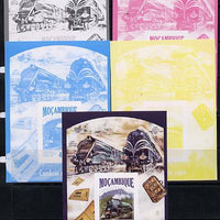Mozambique 2013 Steam Trains #11 - LNER Tornado deluxe sheet - the set of 5 imperf progressive proofs comprising the 4 individual colours plus all 4-colour composite, unmounted mint