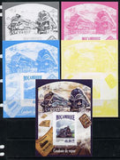 Mozambique 2013 Steam Trains #12 - Sevastopol El-2500 deluxe sheet - the set of 5 imperf progressive proofs comprising the 4 individual colours plus all 4-colour composite, unmounted mint