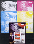 Mozambique 2013 Chinese High Speed Trains - CRH-2 deluxe sheet - the set of 5 imperf progressive proofs comprising the 4 individual colours plus all 4-colour composite, unmounted mint