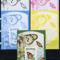 Mozambique 2013 Butterflies #8 deluxe sheet - the set of 5 imperf progressive proofs comprising the 4 individual colours plus all 4-colour composite, unmounted mint