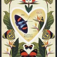 Madagascar 2014 Flowers & Butterflies #1 imperf souvenir sheet containing heart shaped value unmounted mint