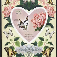 Madagascar 2014 Flowers & Butterflies #5 imperf souvenir sheet containing heart shaped value unmounted mint