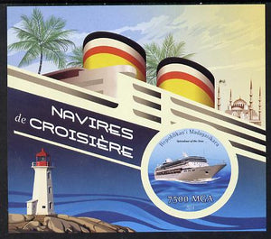 Madagascar 2014 Cruise Ships imperf souvenir sheet containing circular shaped value unmounted mint