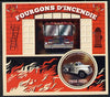 Madagascar 2014 Fire Trucks perf souvenir sheet containing circular shaped value unmounted mint