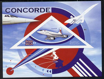 Madagascar 2014 Concorde imperf souvenir sheet containing triangular shaped value unmounted mint