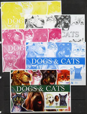 Afghanistan 2003 Dogs & Cats #1 m/sheet with Baden Powell & Scout Logo - the set of 5 imperf progressive proofs comprising the 4 individual colours plus all 4-colour composite unmounted mint