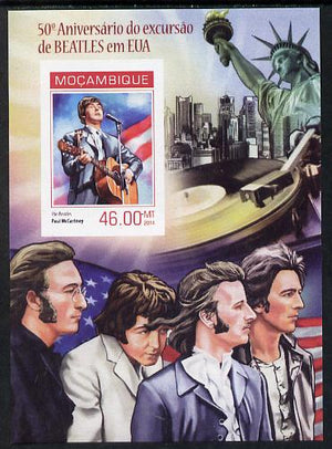 Mozambique 2014 50th Anniversary of Beatles Trip to USA #1 imperf s/sheet unmounted mint. Note this item is privately produced and is offered purely on its thematic appeal
