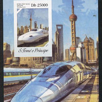 St Thomas & Prince Islands 2014 Japanese High Speed Trains #1 imperf s/sheet #1 unmounted mint. Note this item is privately produced and is offered purely on its thematic appeal