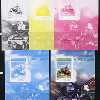 Mozambique 2014 80th Anniversary of Flying Scotsman #1 s/sheet - the set of 5 imperf progressive proofs comprising the 4 individual colours plus all 4-colour composite, unmounted mint