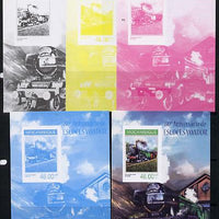 Mozambique 2014 80th Anniversary of Flying Scotsman #2 s/sheet - the set of 5 imperf progressive proofs comprising the 4 individual colours plus all 4-colour composite, unmounted mint