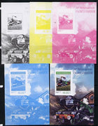 Mozambique 2014 80th Anniversary of Flying Scotsman #2 s/sheet - the set of 5 imperf progressive proofs comprising the 4 individual colours plus all 4-colour composite, unmounted mint