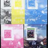 Mozambique 2014 80th Anniversary of Flying Scotsman #3 s/sheet - the set of 5 imperf progressive proofs comprising the 4 individual colours plus all 4-colour composite, unmounted mint