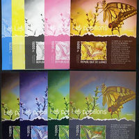 Guinea - Conakry 2014 Butterflies #1 s/sheet - the set of 9 imperf progressive proofs comprising the 4 individual colours plus various 2, 3 and all 4-colour composites, unmounted mint