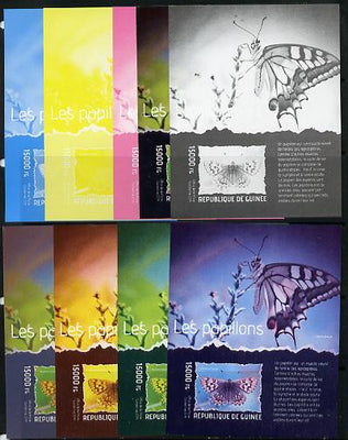 Guinea - Conakry 2014 Butterflies #3 s/sheet - the set of 9 imperf progressive proofs comprising the 4 individual colours plus various 2, 3 and all 4-colour composites, unmounted mint