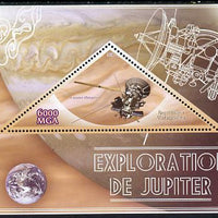 Madagascar 2014 Exploration of Jupiter perf souvenir sheet containing triangular shaped value unmounted mint