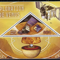 Madagascar 2014 Exploration of Venus perf souvenir sheet containing triangular shaped value unmounted mint