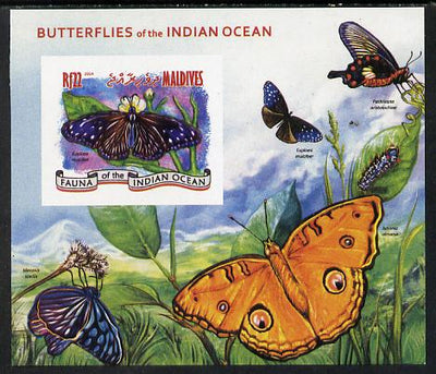 Maldive Islands 2014 Butterflies of the Indian Ocean #1 imperf s/sheet unmounted mint. Note this item is privately produced and is offered purely on its thematic appeal