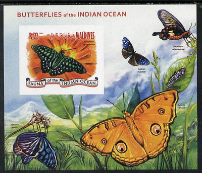 Maldive Islands 2014 Butterflies of the Indian Ocean #3 imperf s/sheet unmounted mint. Note this item is privately produced and is offered purely on its thematic appeal