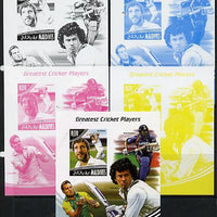 Maldive Islands 2014 Greatest Cricket Players - Ian Botham s/sheet - the set of 5 imperf progressive proofs comprising the 4 individual colours plus all 4-colour composite, unmounted mint