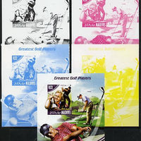 Maldive Islands 2014 Greatest Golf Players - Greg Norman s/sheet - the set of 5 imperf progressive proofs comprising the 4 individual colours plus all 4-colour composite, unmounted mint