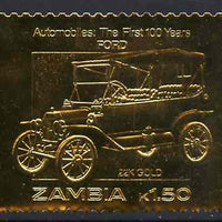 Zambia 1987 Classic Cars 1k50 Ford in 22k gold foil unmounted mint