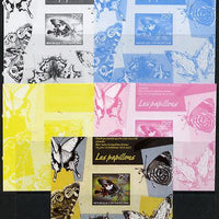 Central African Republic 2014 Butterflies #01 imperf s/sheet A - the set of 5 imperf progressive proofs comprising the 4 individual colours plus all 4-colour composite, unmounted mint