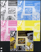 Central African Republic 2014 Butterflies #01 imperf s/sheet B - the set of 5 imperf progressive proofs comprising the 4 individual colours plus all 4-colour composite, unmounted mint