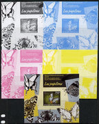 Central African Republic 2014 Butterflies #01 imperf s/sheet C - the set of 5 imperf progressive proofs comprising the 4 individual colours plus all 4-colour composite, unmounted mint