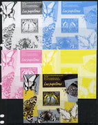 Central African Republic 2014 Butterflies #01 imperf s/sheet D - the set of 5 imperf progressive proofs comprising the 4 individual colours plus all 4-colour composite, unmounted mint