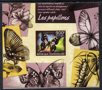 Central African Republic 2014 Butterflies #02 imperf s/sheet A - unmounted mint. Note this item is privately produced and is offered purely on its thematic appeal